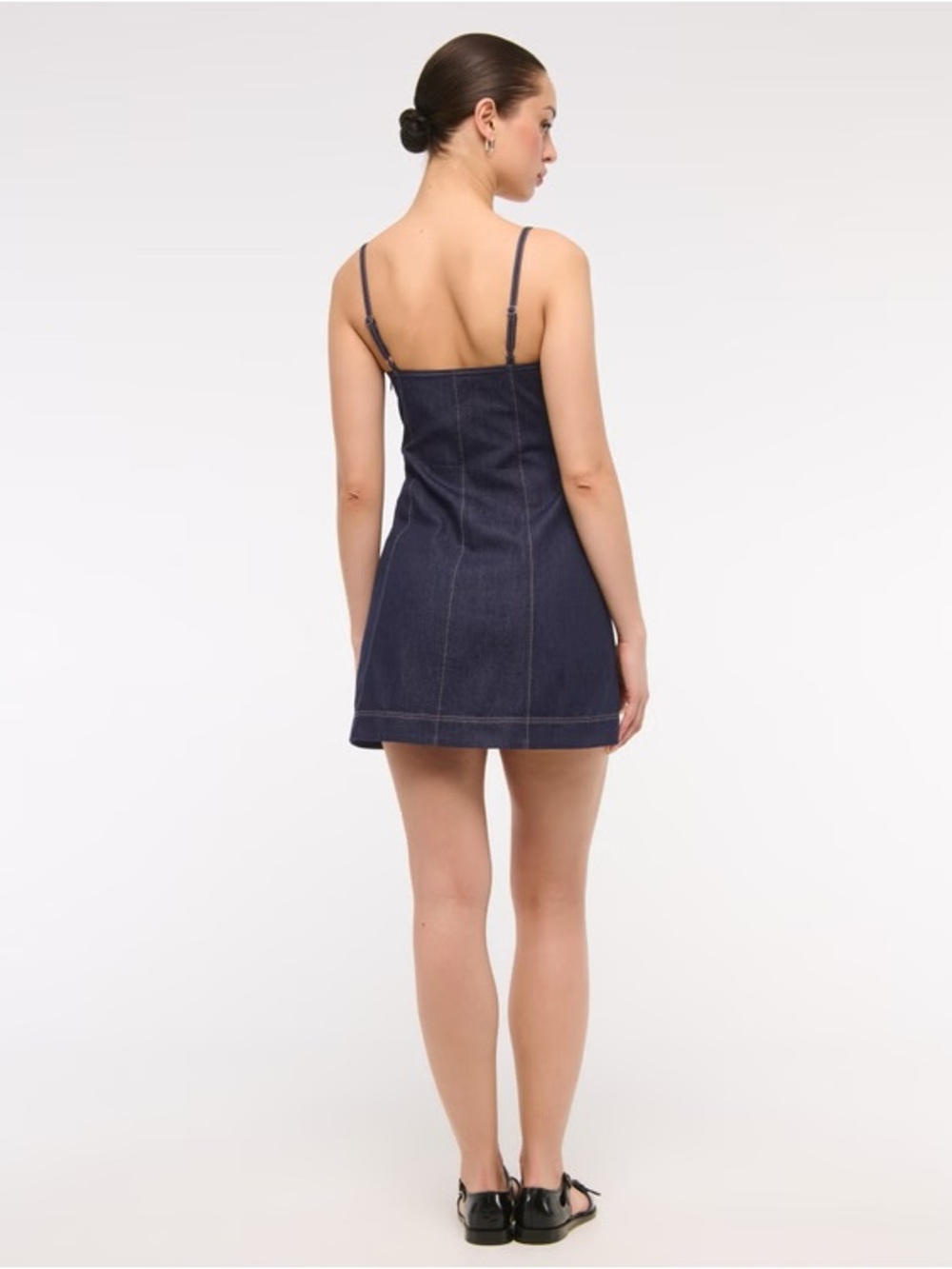 Abercrombie & Fitch Dark Blue Denim Spaghetti-Strap Mini Dress - Picture 3 of 3